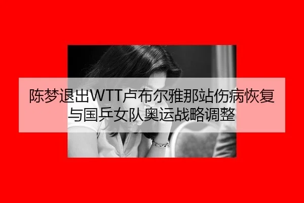 陈梦退出WTT卢布尔雅那站伤病恢复与国乒女队奥运战略调整